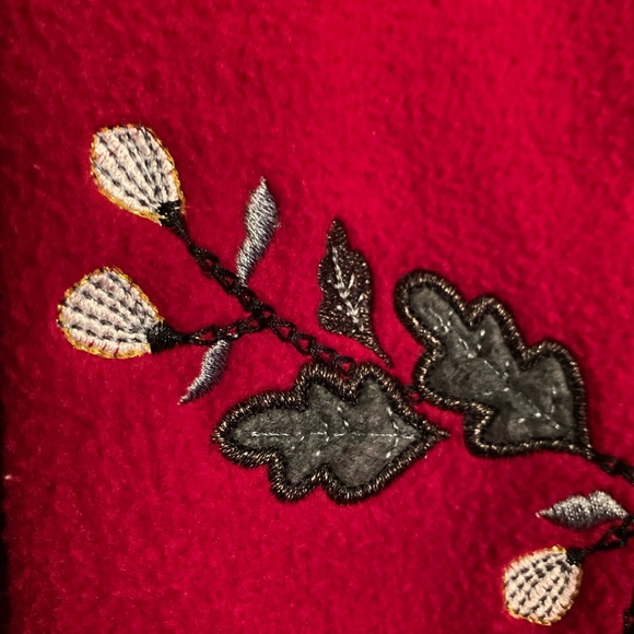 Vintage Alfred Dunner Fleece Floral Dragonfly Jacket Lightweight Silver Buttons - Picture 6 of 13